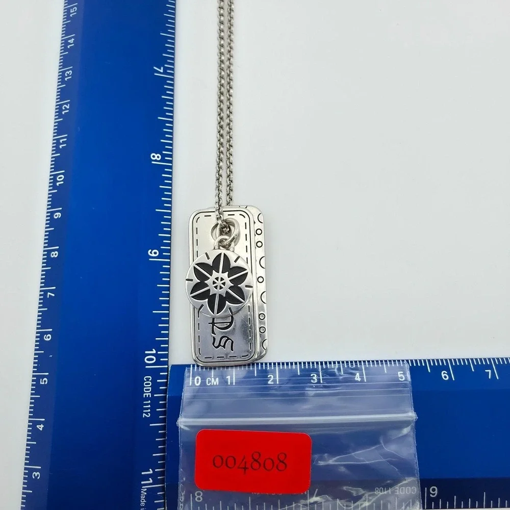 BRIGHTON 'Manuscript' Dog Tag Necklace Heart Soul Dream Believe Silver Plate 18